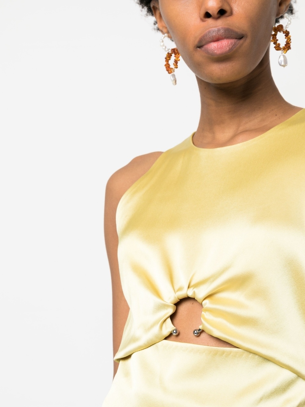 cut-out sleeveless satin top - 5