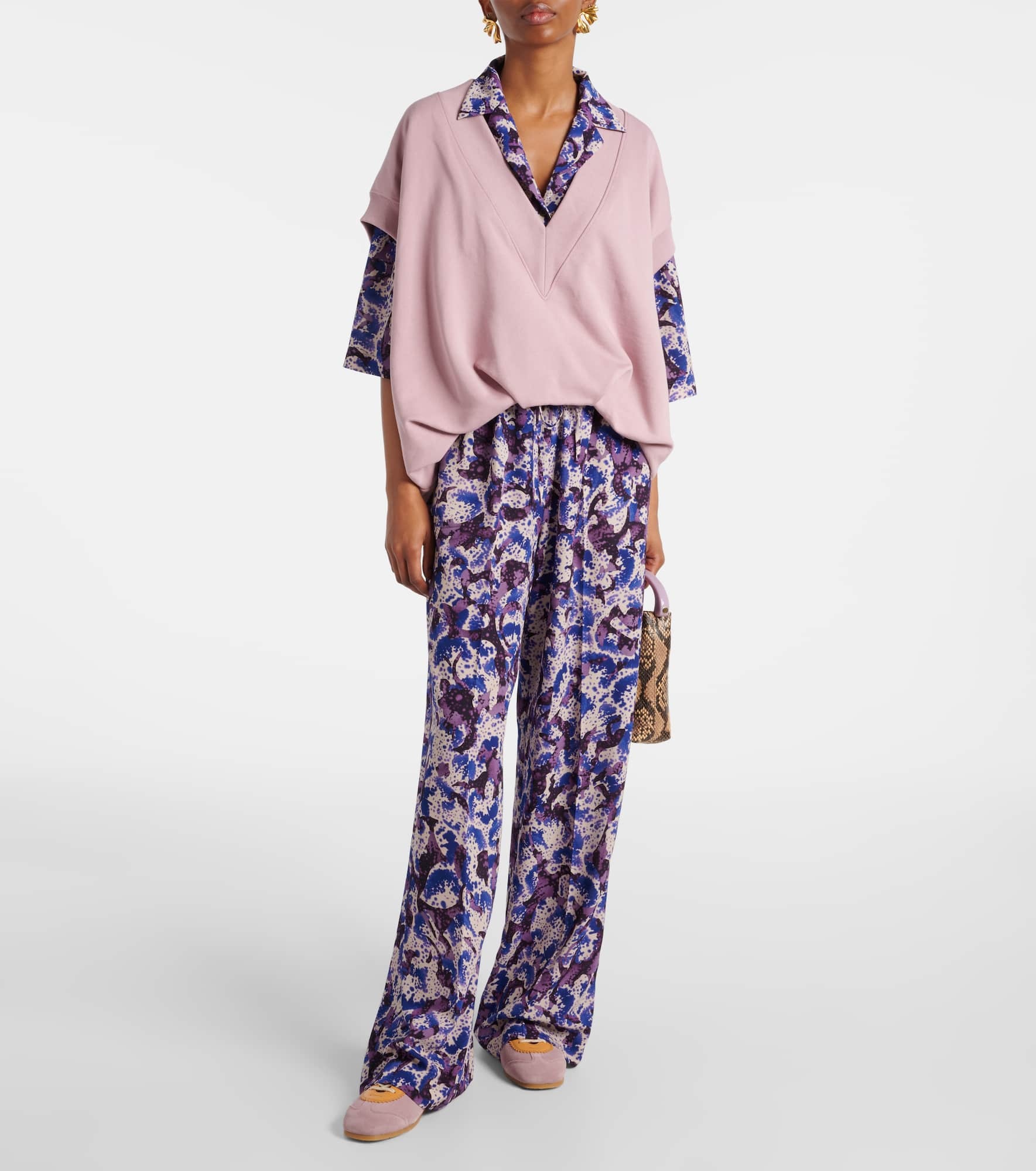 Printed mid-rise crêpe straight pants - 2