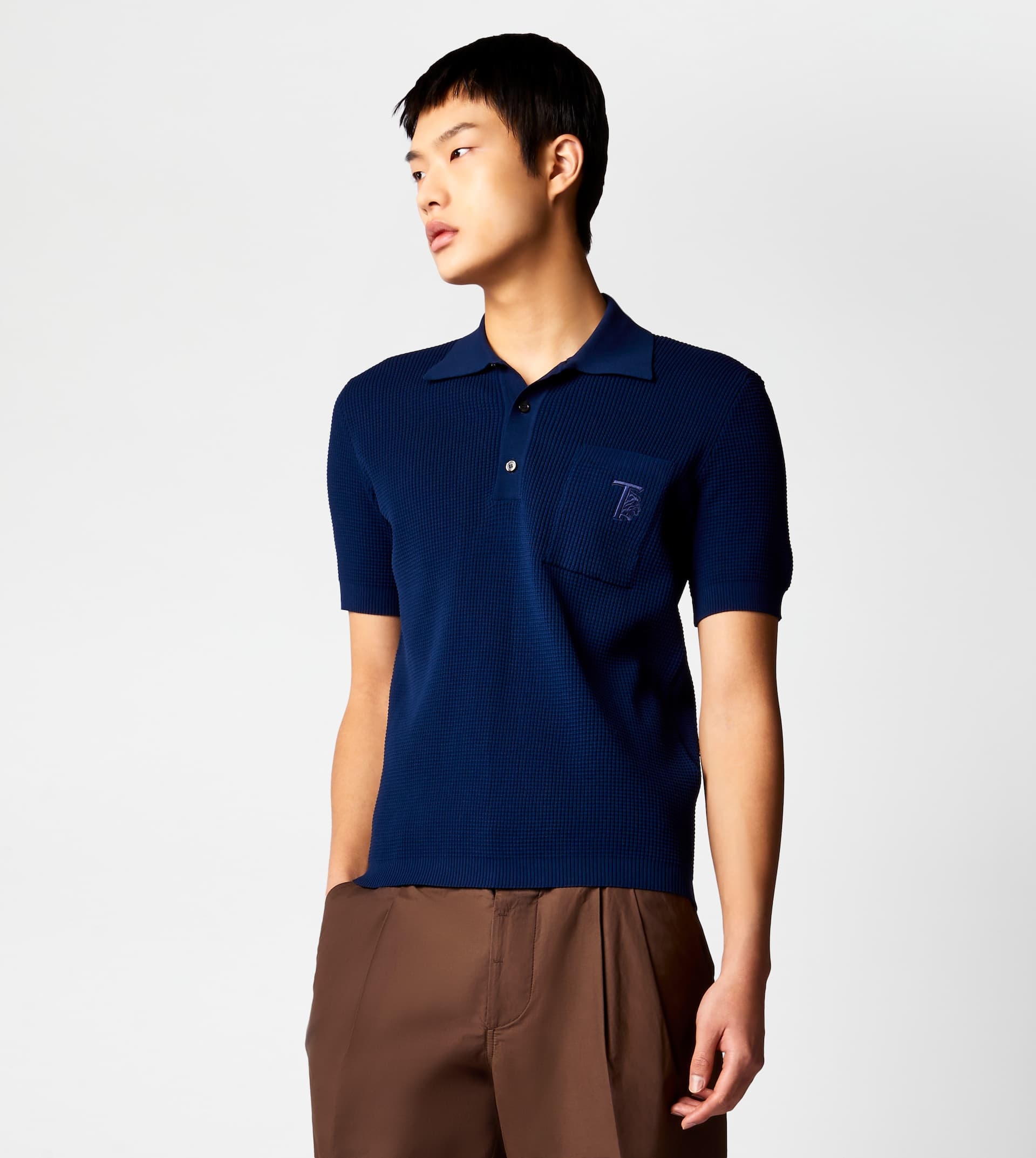 POLO SHIRT IN KNIT - BLUE - 3