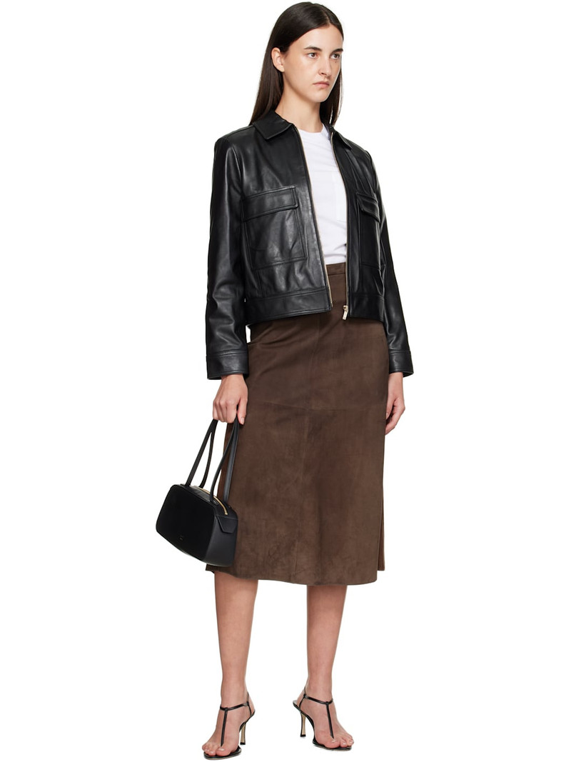 Max Mara Black Nepet Leather Jacket outlook