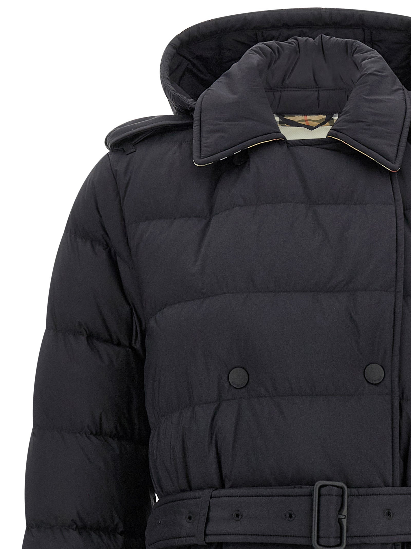 Padded Trench Coat Puffer Jackets Black - 4