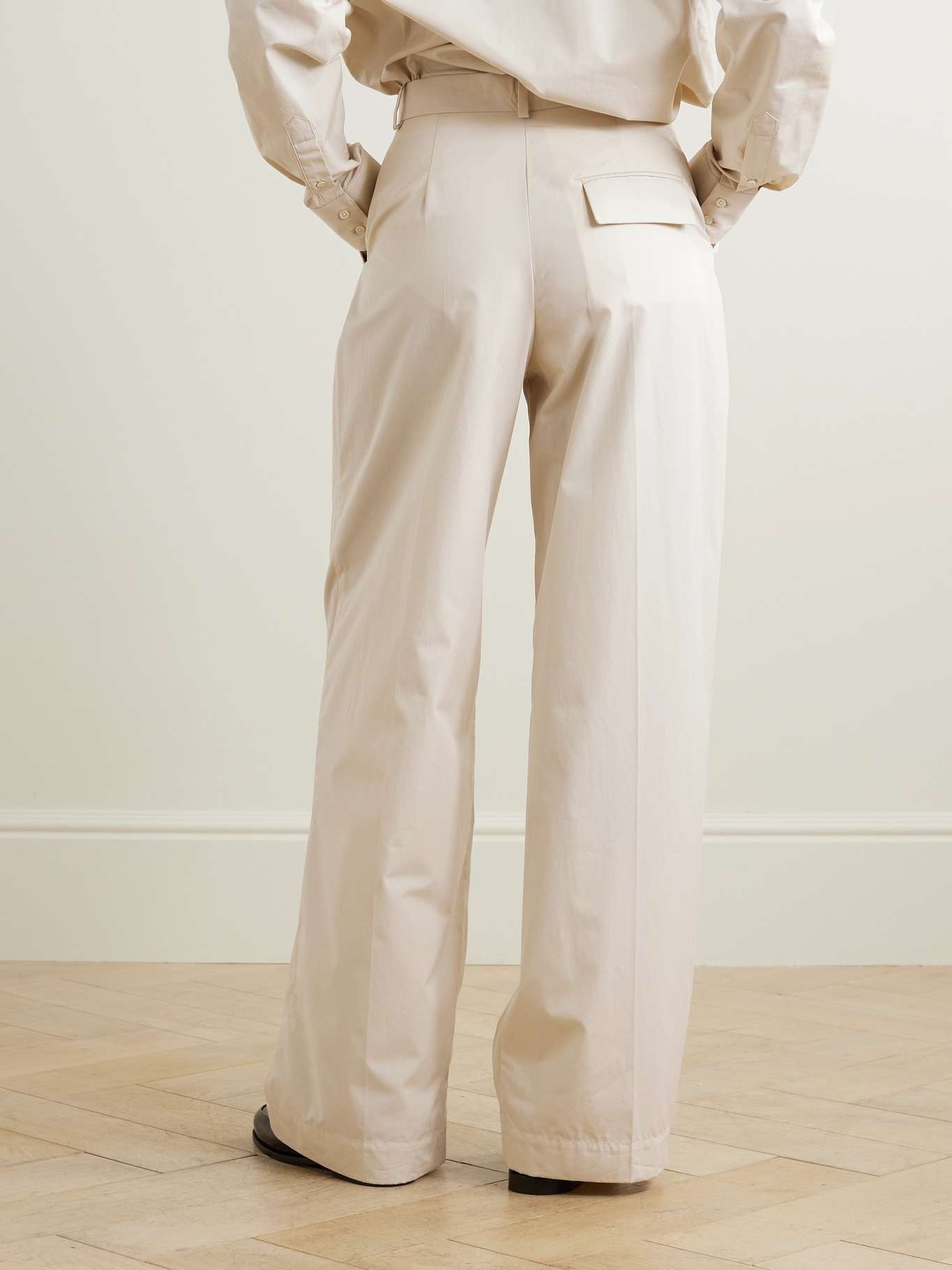 Pleated cotton wide-leg pants - 3