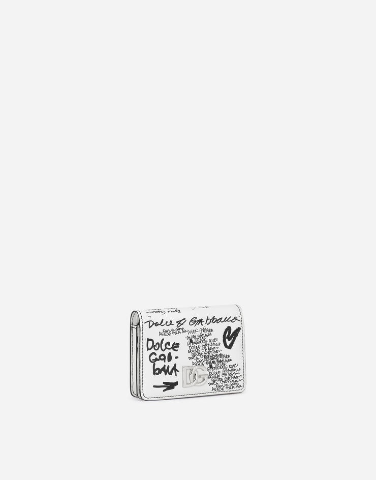 Calfskin wallet with logo print 2