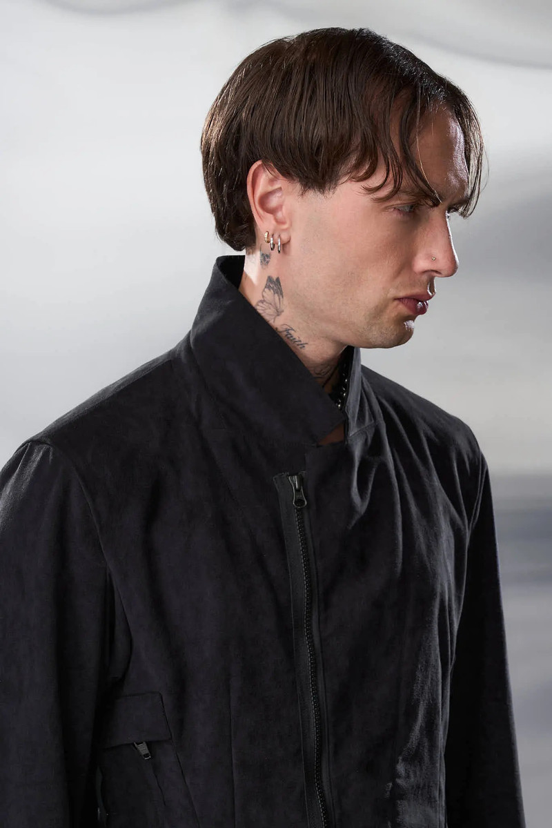 J29-TO Scrim Laced Ultra-Microfiber Blazer Black 14