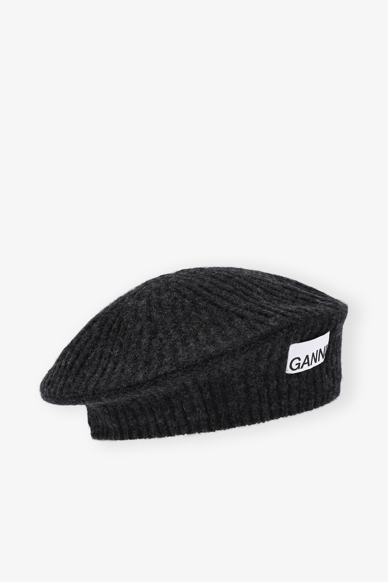 WOOL RIB KNIT BERET 1