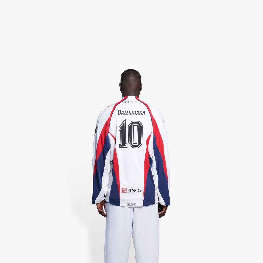 BALENCIAGA Men's Hockey Long Sleeve T-shirt in White/red