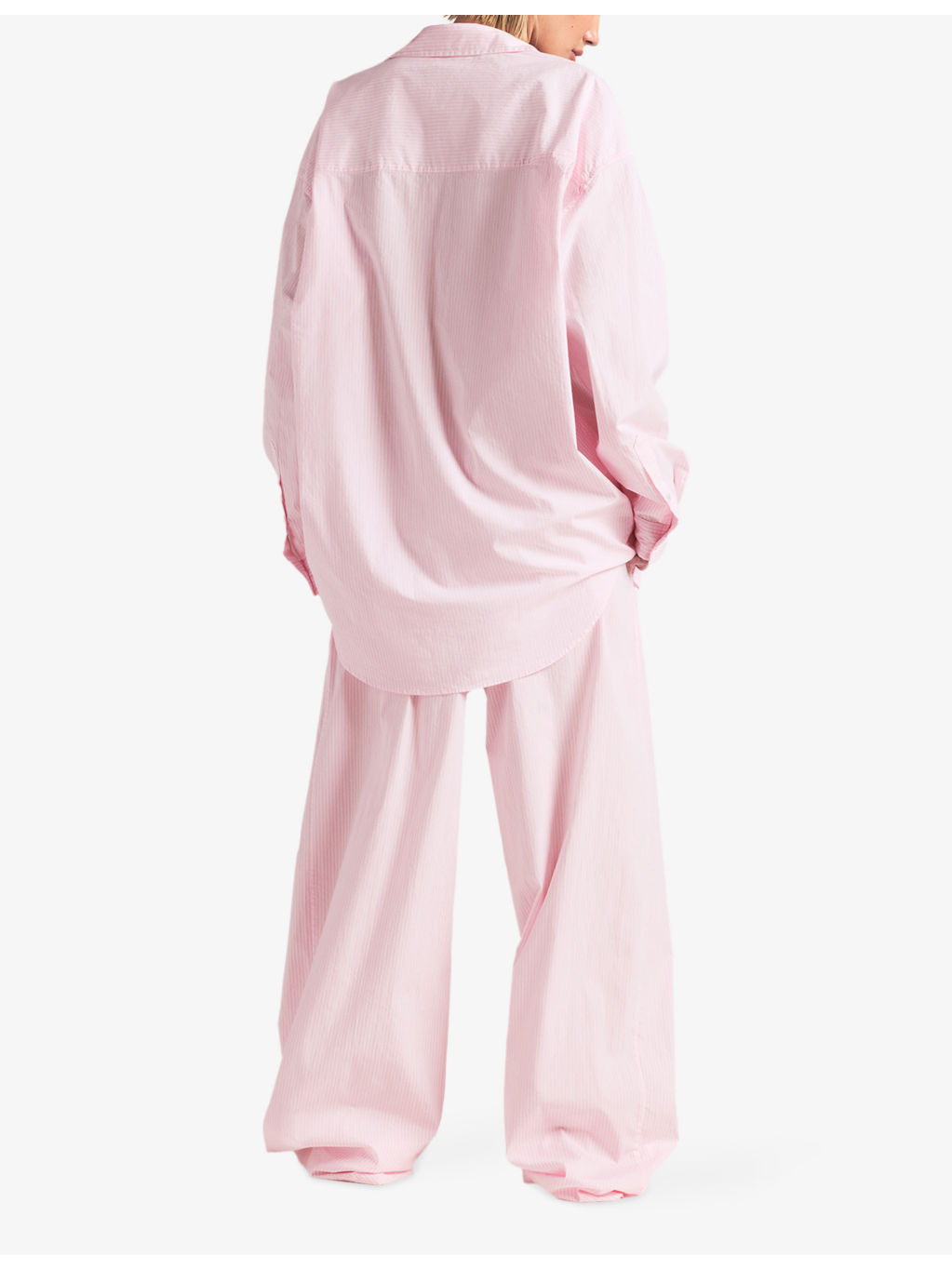 Oversized Striped Cotton Pyjamas Set - 4