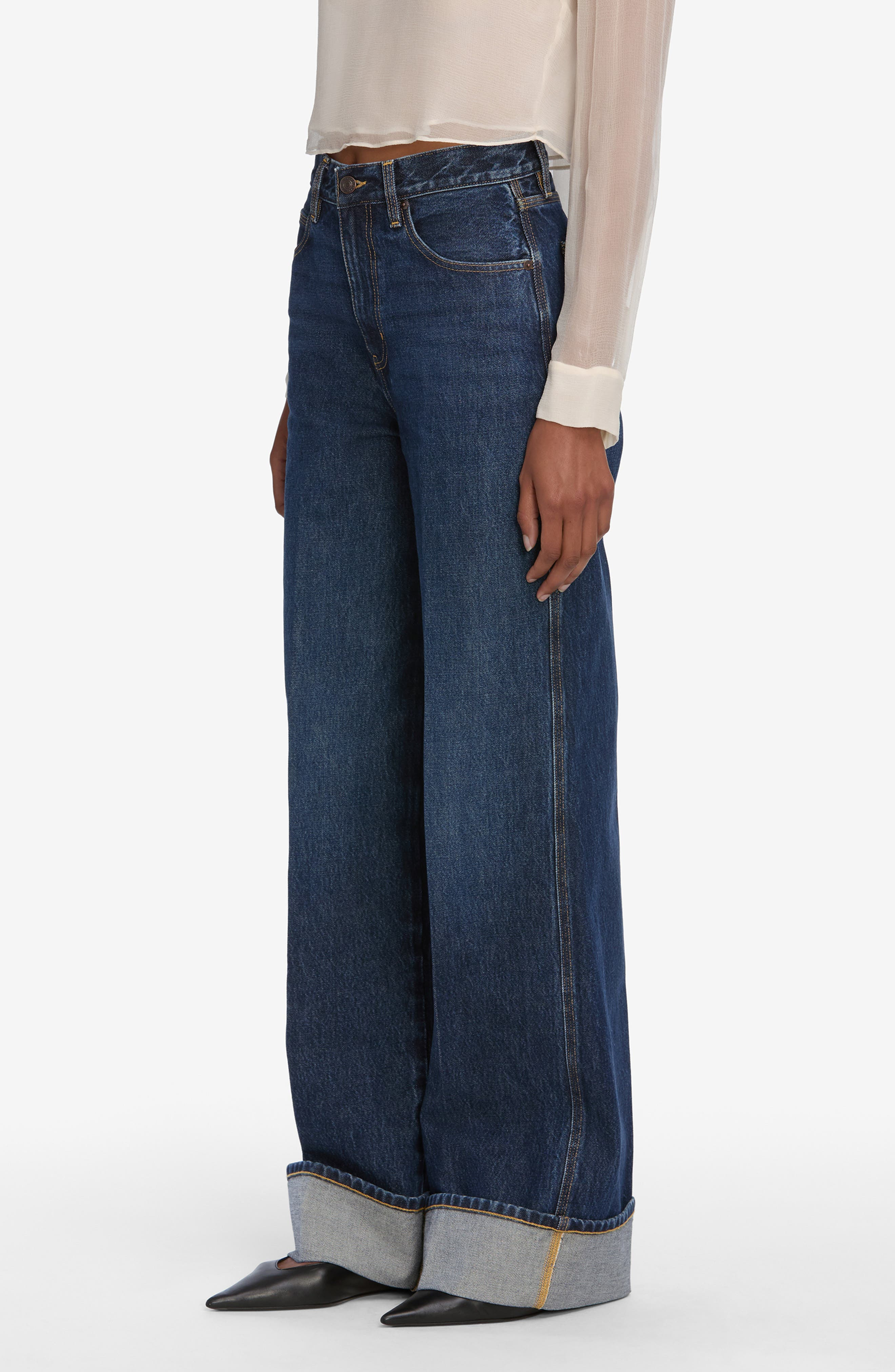 FRAME The Cuffed Wide Leg Jeans in Spencer at Nordstrom - 3