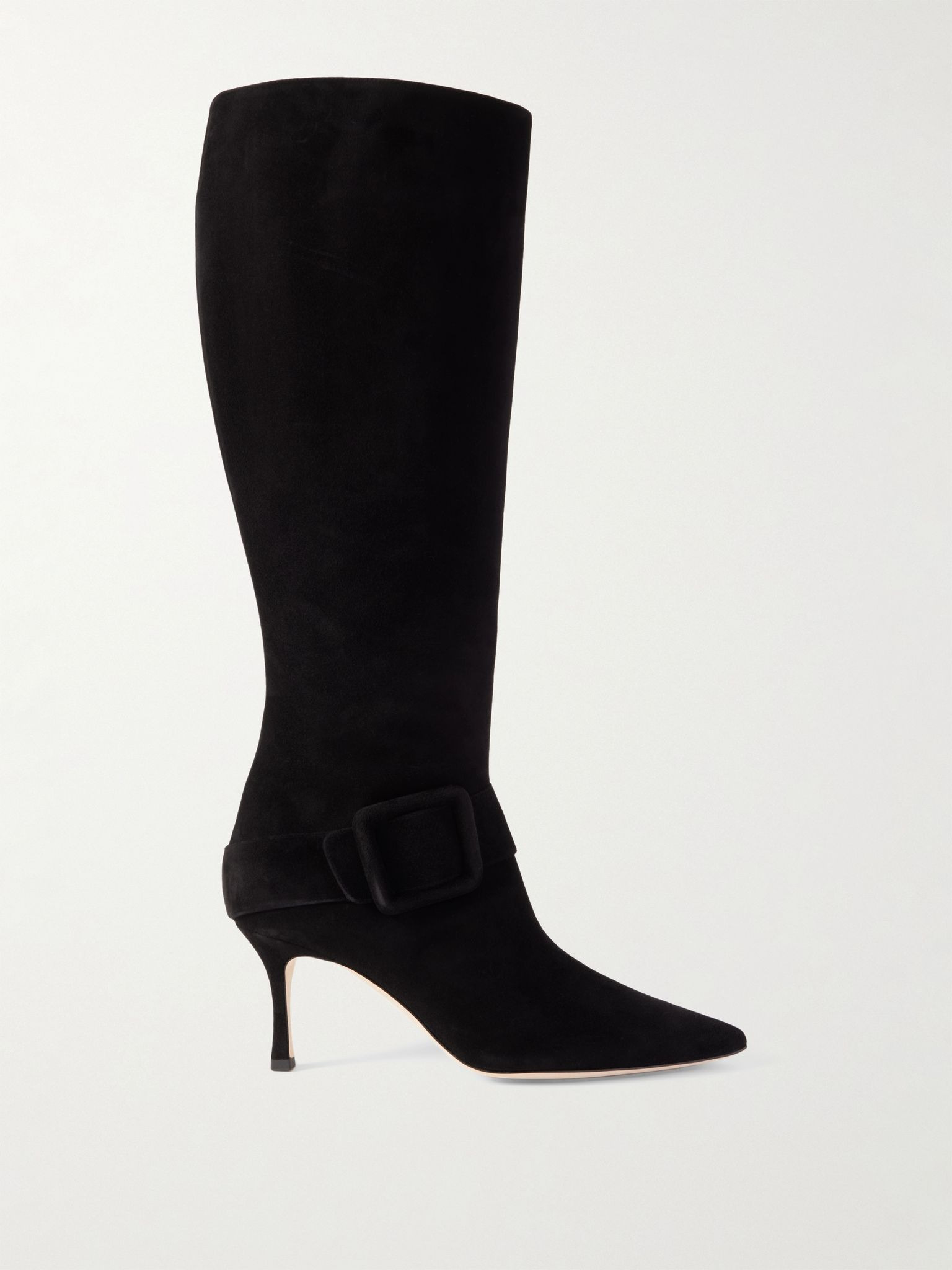 Bayhi 70 buckle-embellished suede knee boots Black - 1