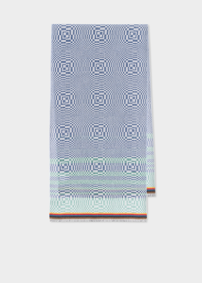 Navy 'Optical' Cotton-Blend Scarf 1