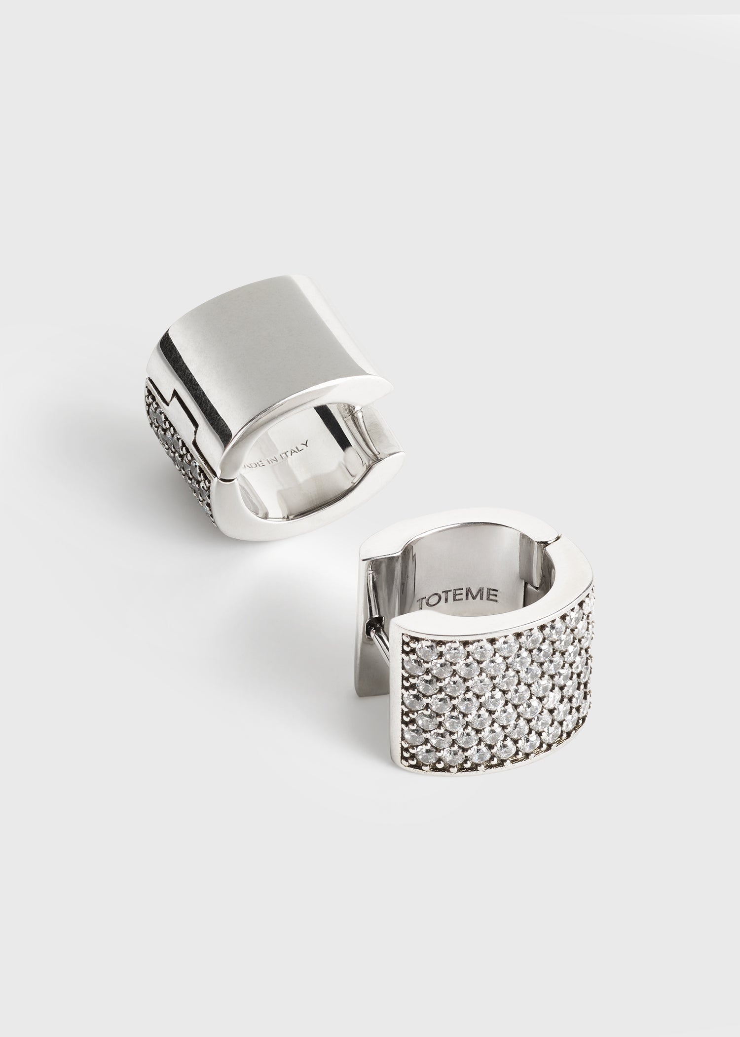 Signature pavé hoops silver - 4