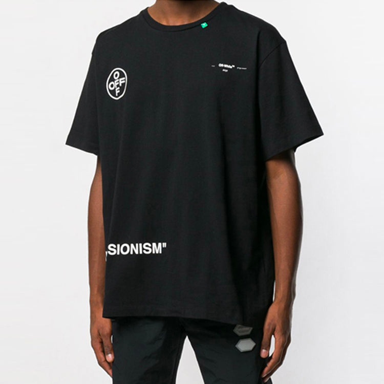 Men's Off-White Graffiti Arrow Pattern Short Sleeve Loose Fit Black T-Shirt OMAA038G20JER0071028 - 3