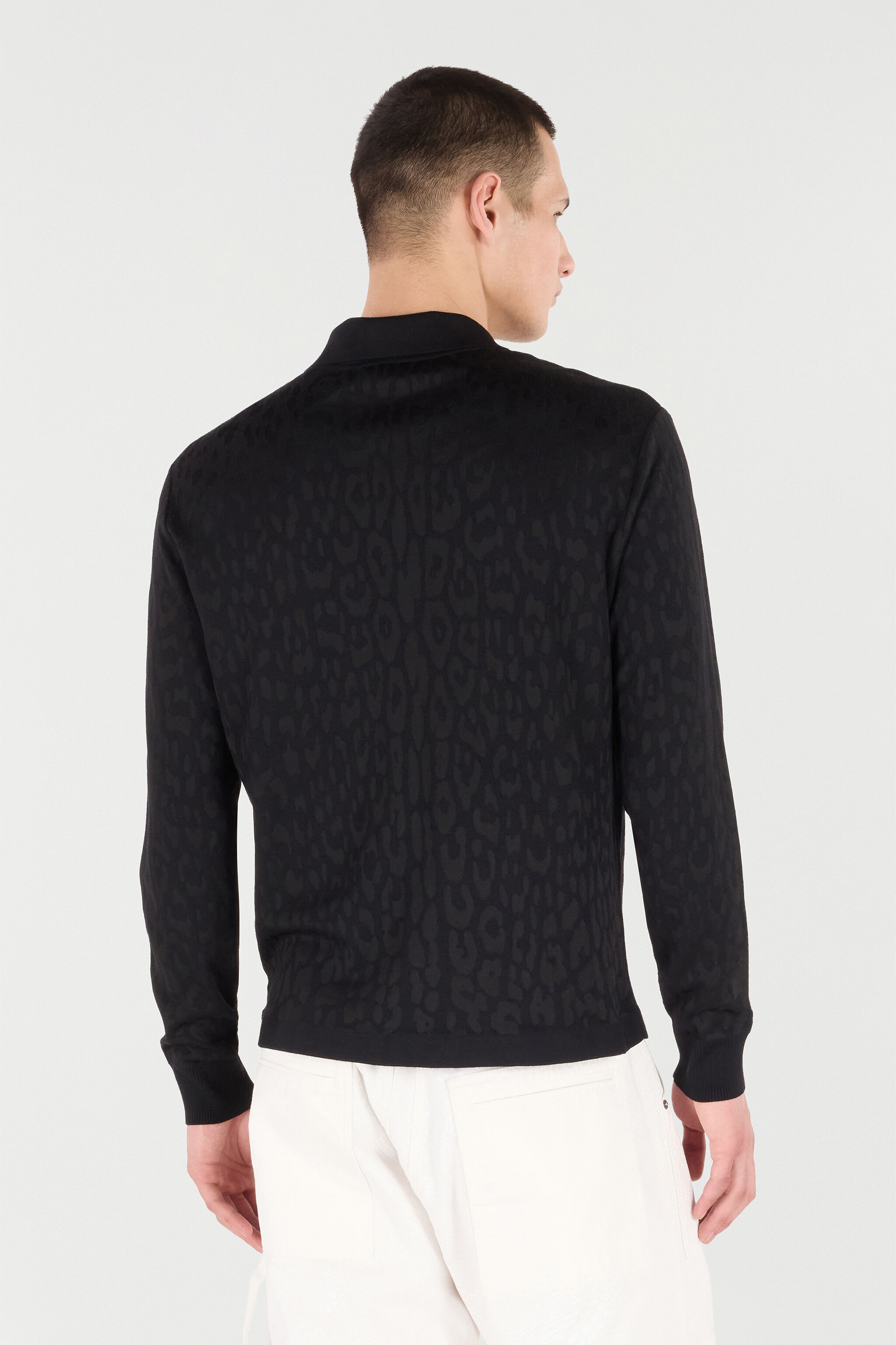 Jaguar Skin Long-Sleeved Knitted Polo - 4