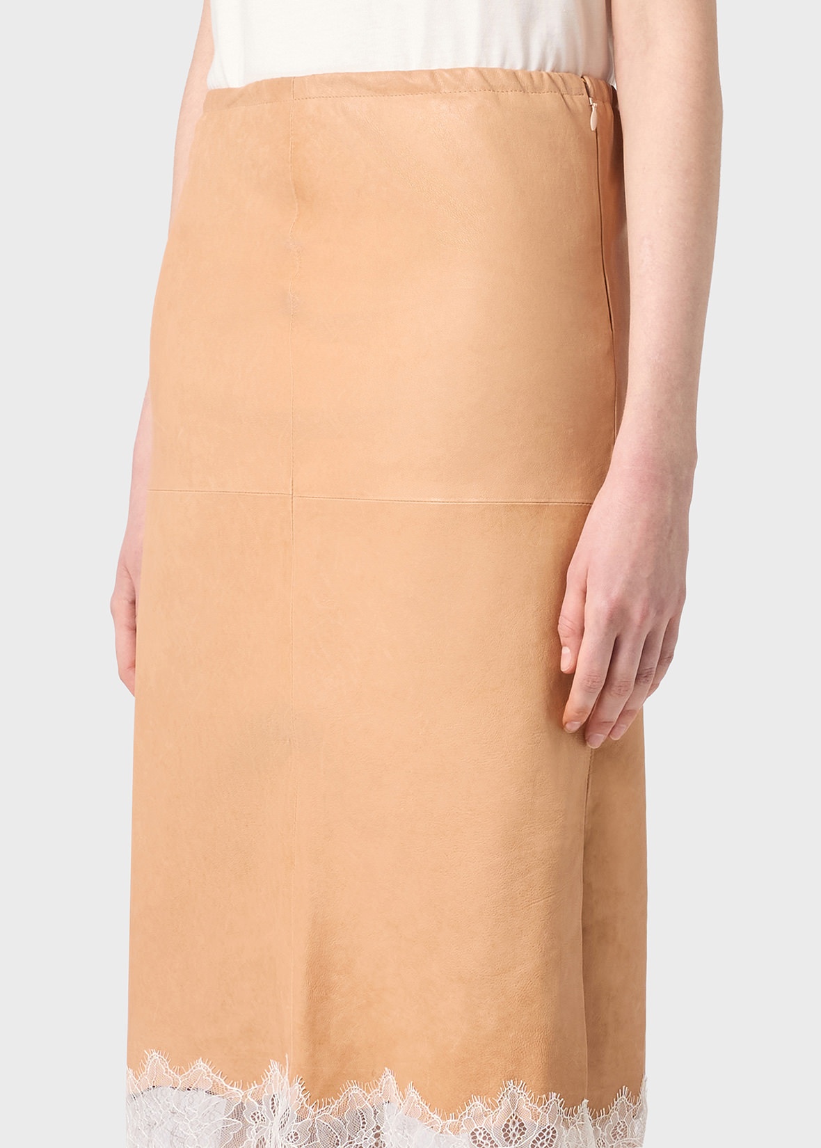 LEATHER SKIRT WITH LACE - 5