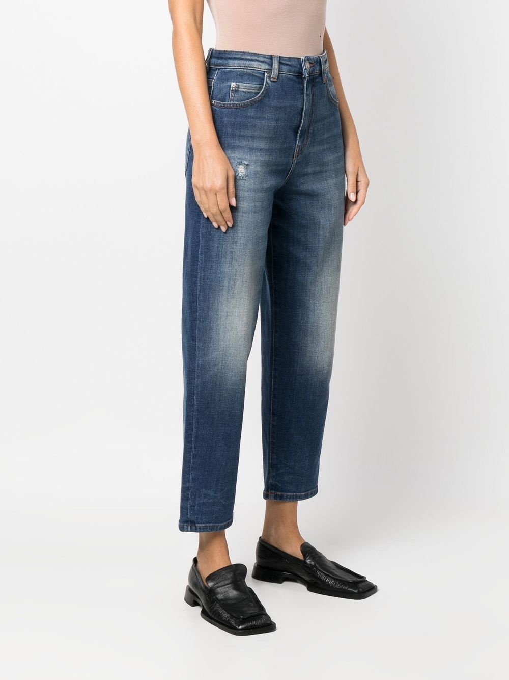 cropped stonewashed jeans - 3