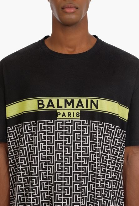 Bicolor Balmain monogram and logo print cotton T-shirt - 6