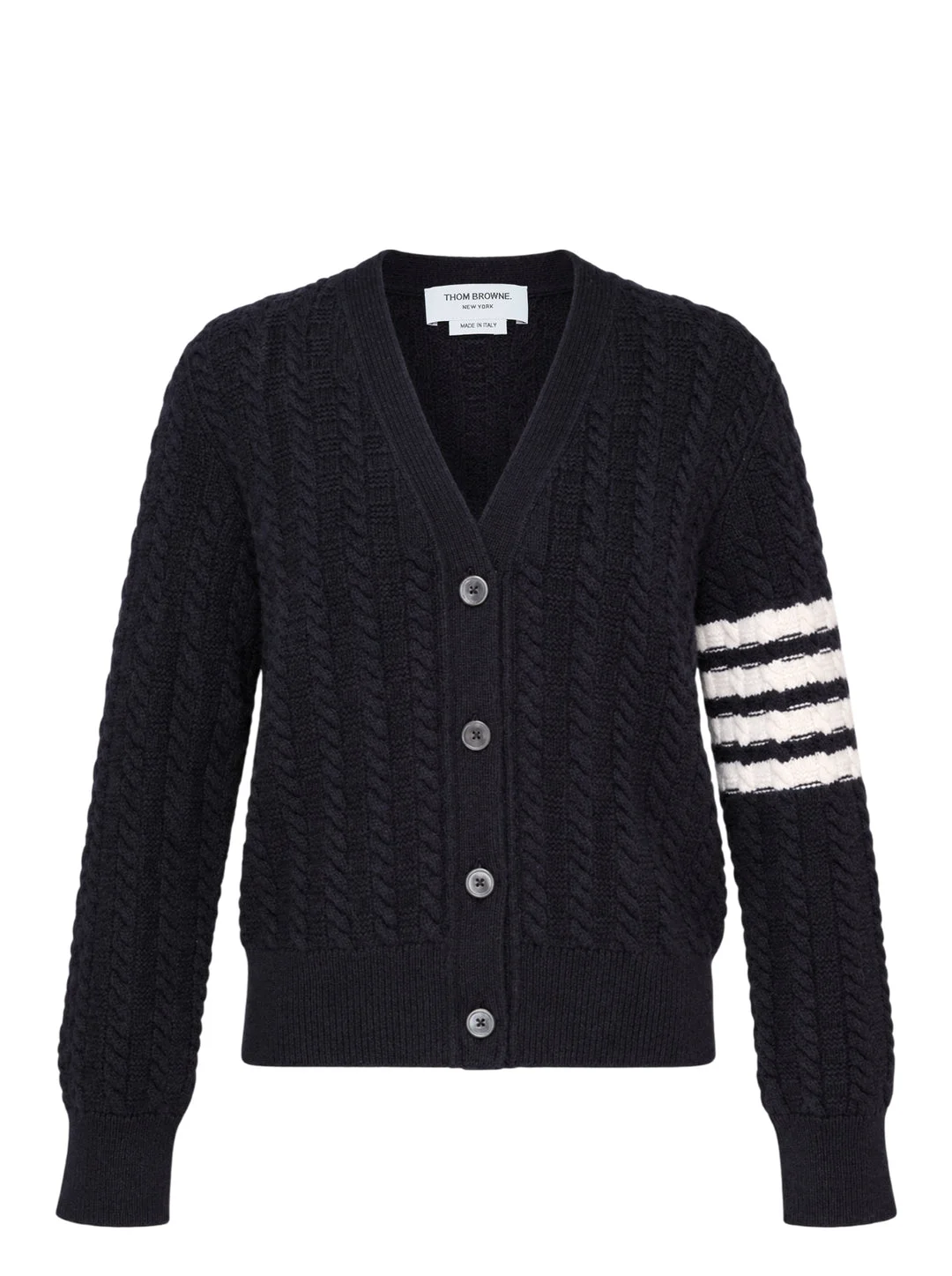 Cable Knit 4-Bar Cardigan - 1