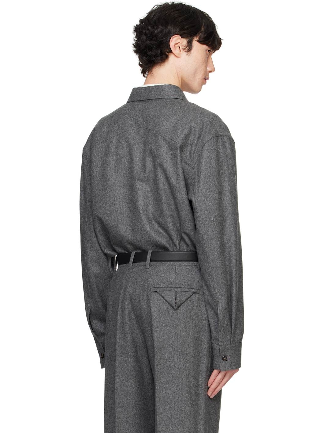 Gray Light Wool Flannel Shirt - 3
