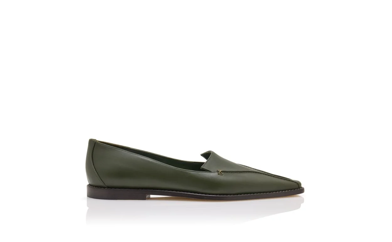 Khaki Calf Leather Loafers - 1