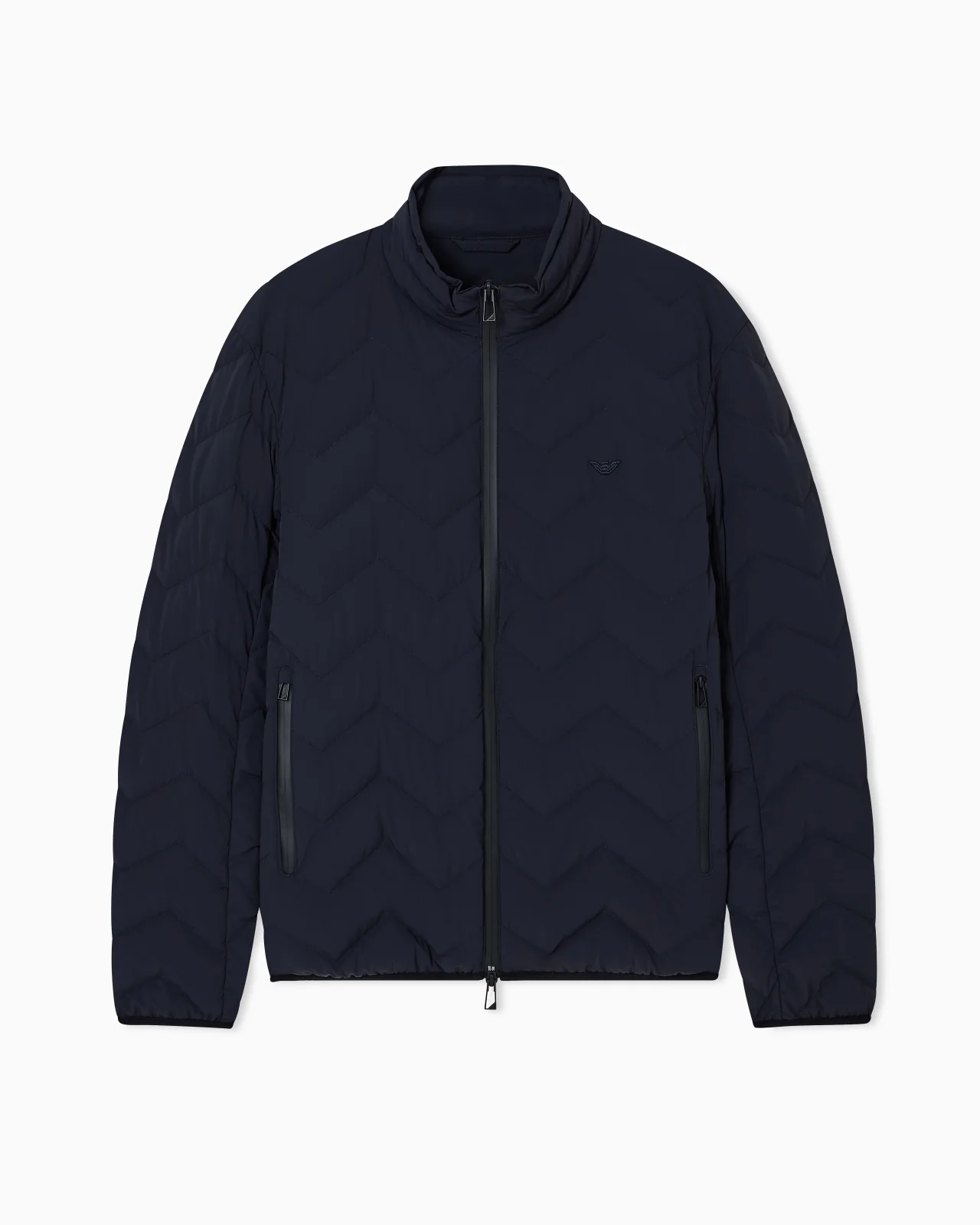 WATER-REPELLENT CHEVRON QUILTED NYLON SPANDEX DOWN JACKET - 1