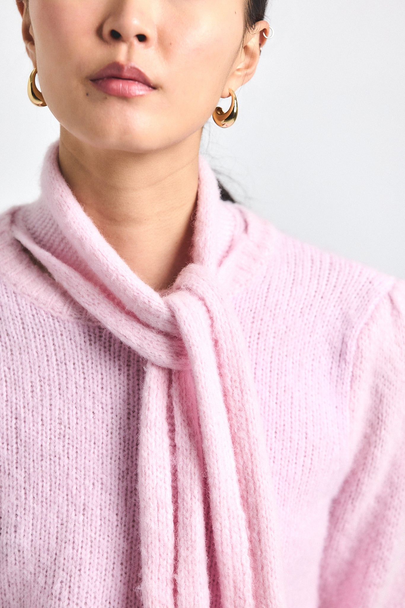 LEILANI PLUSH KNIT TIE NECK SWEATER - 2