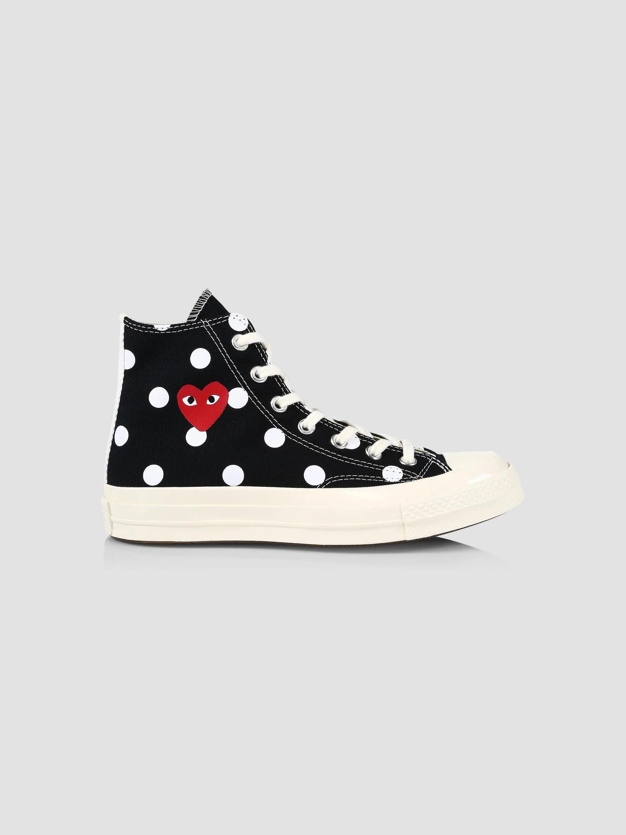 Unisex CdG PLAY x Converse Men's Chuck Taylor All Star Polka Dot High-Top Sneakers - Black - 1