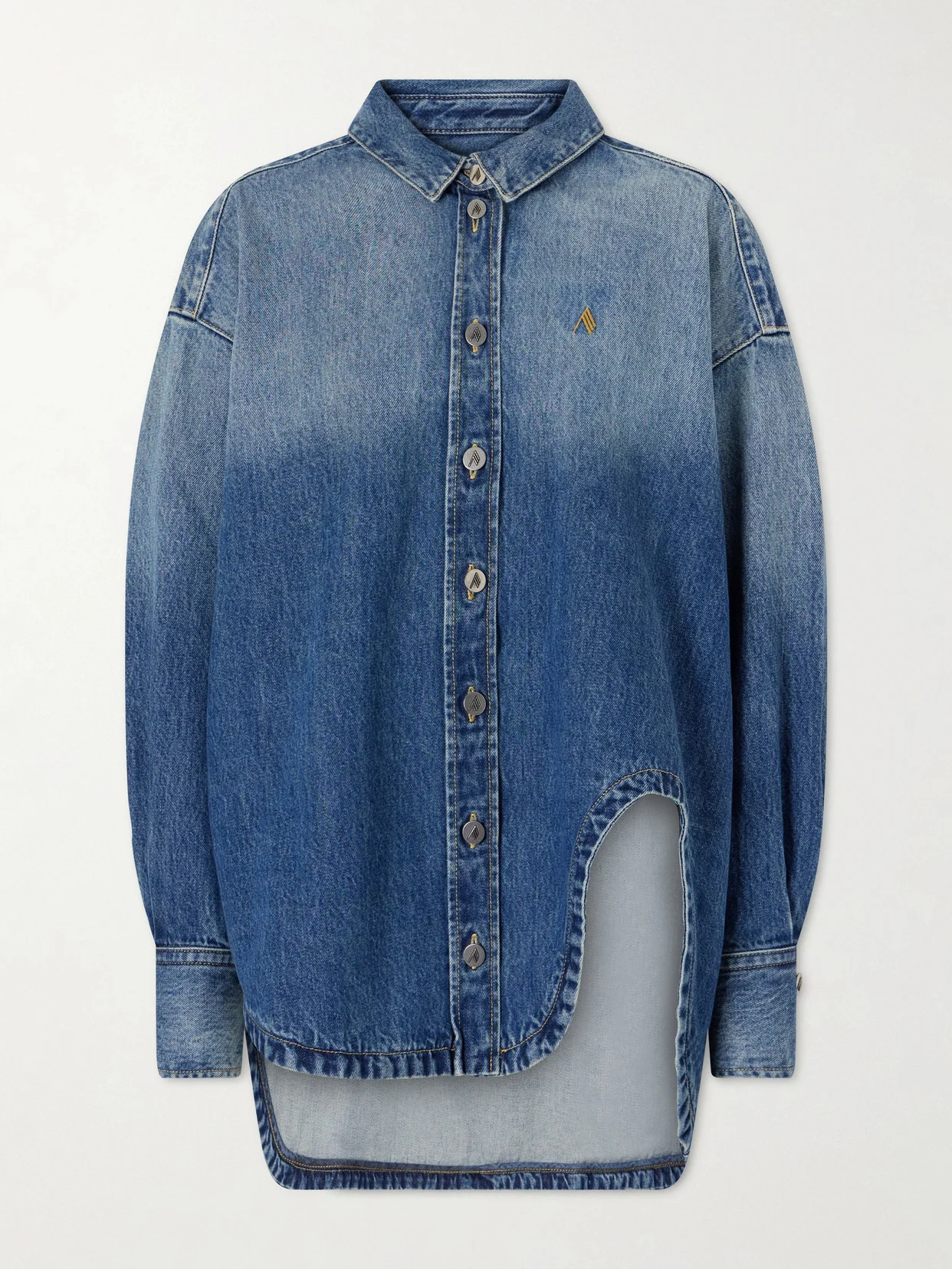 Logo-embroidered Washed Denim Jacket - 1