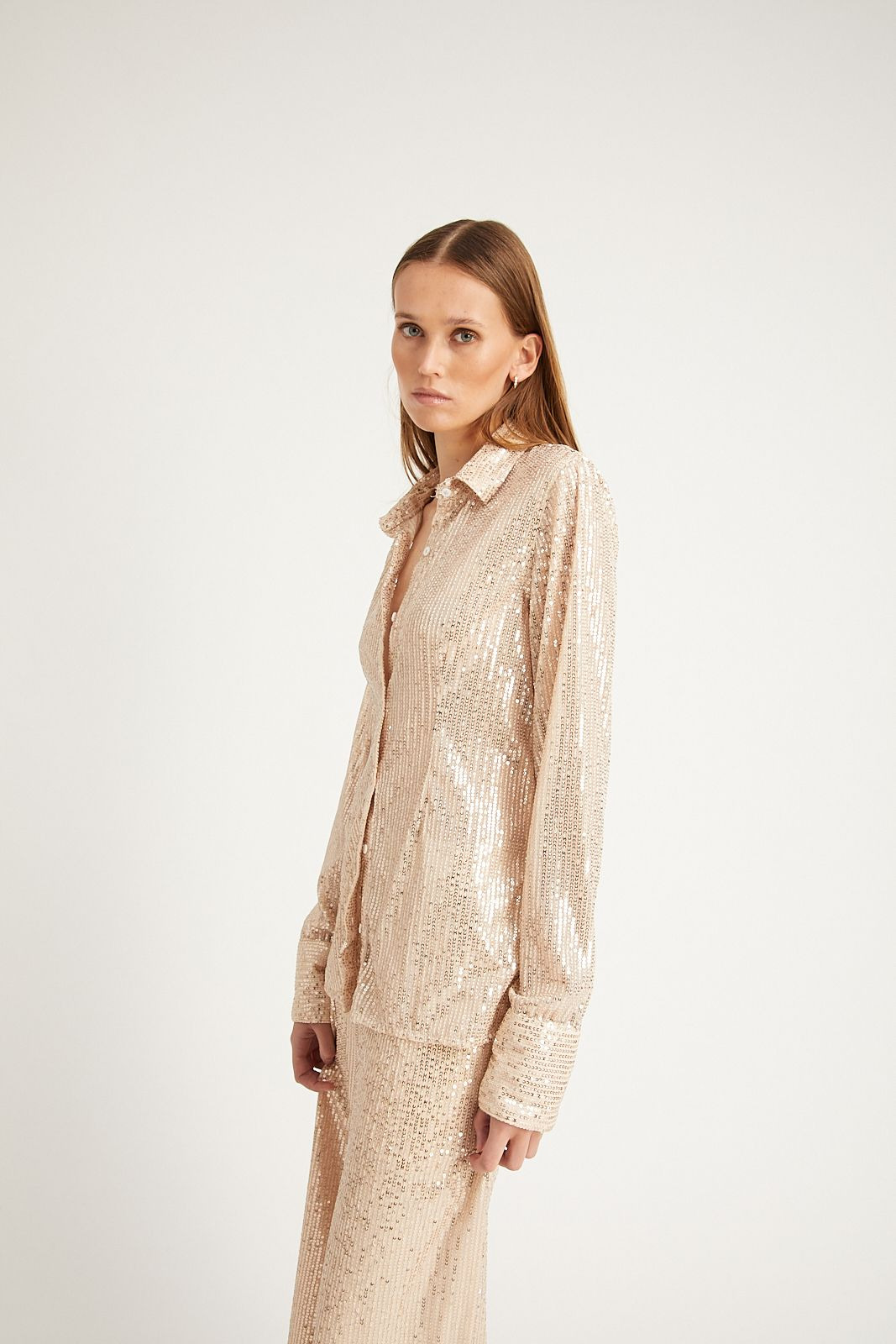 OFF WHITE SEQUIN FITTED BUTTON DOWN - 2