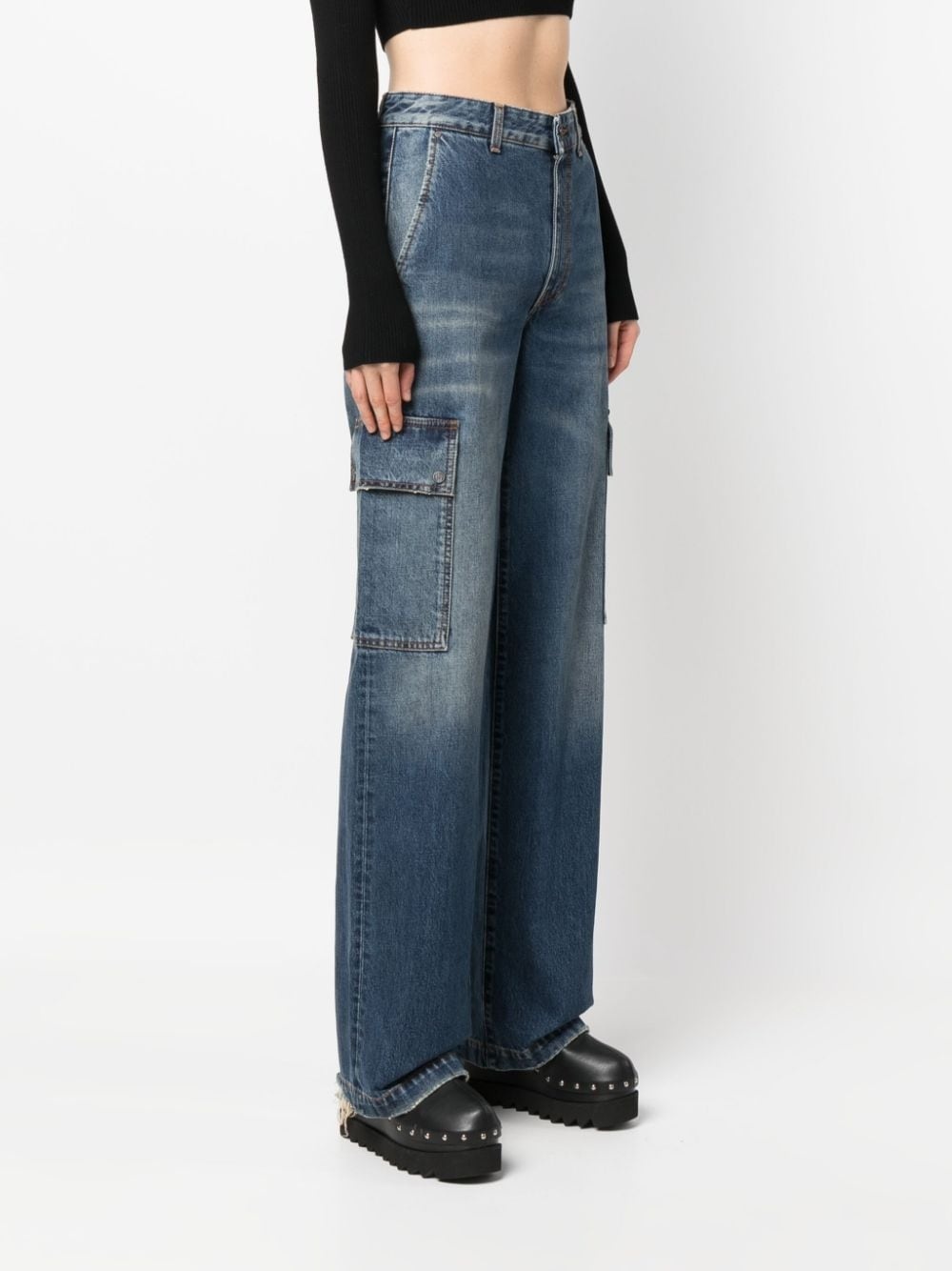 cargo-pockets straight-leg jeans - 3
