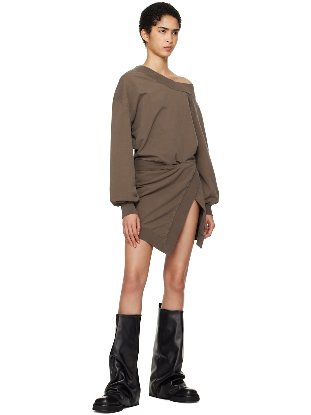 Brown Sweater Minidress - 4