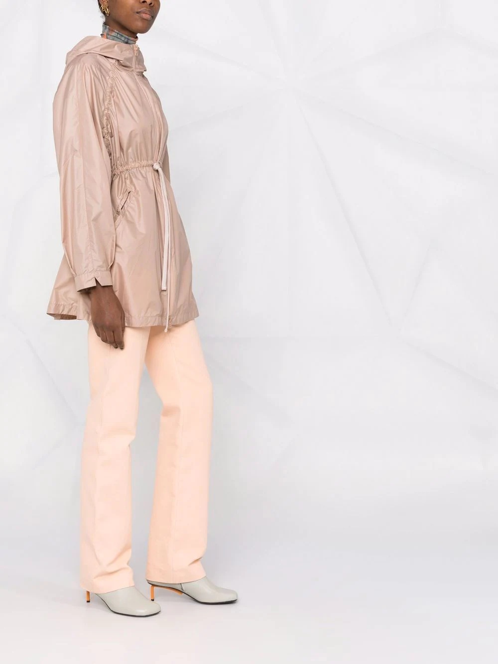 drawstring-waist hooded jacket - 4
