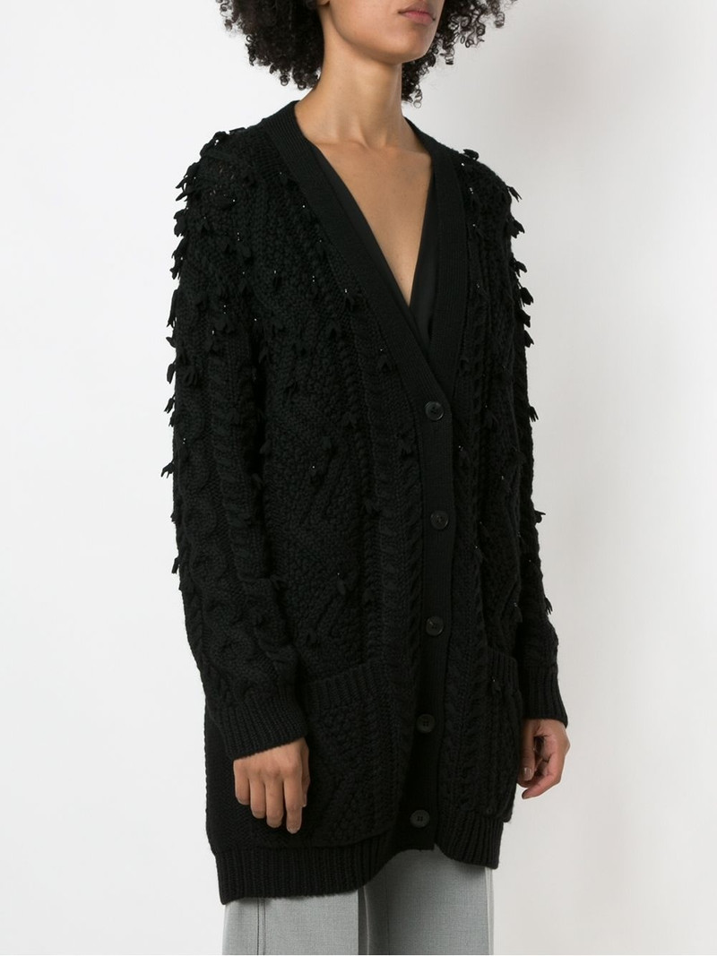 oversized tassel-trim cable-knit cardigan 3