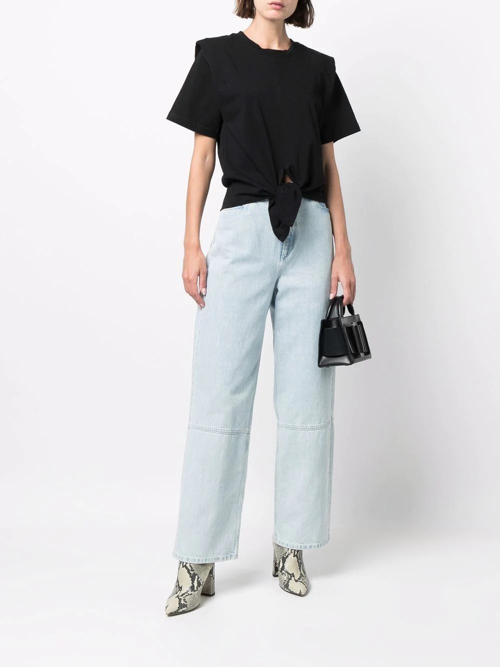 tie-fastening cotton T-shirt - 3