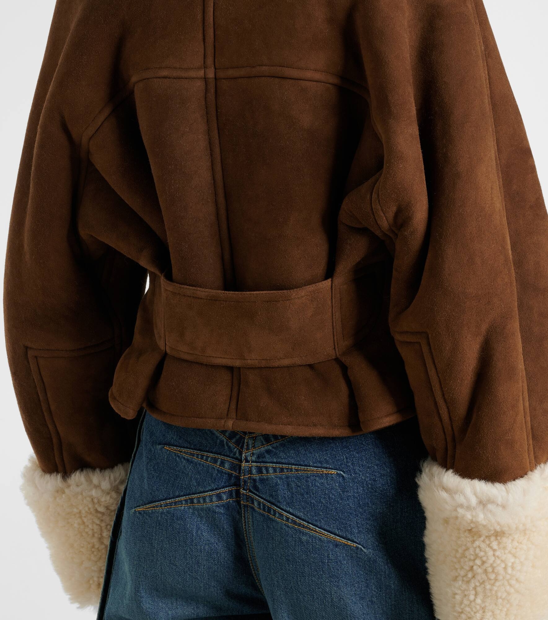 Shearling-trimmed suede jacket - 6
