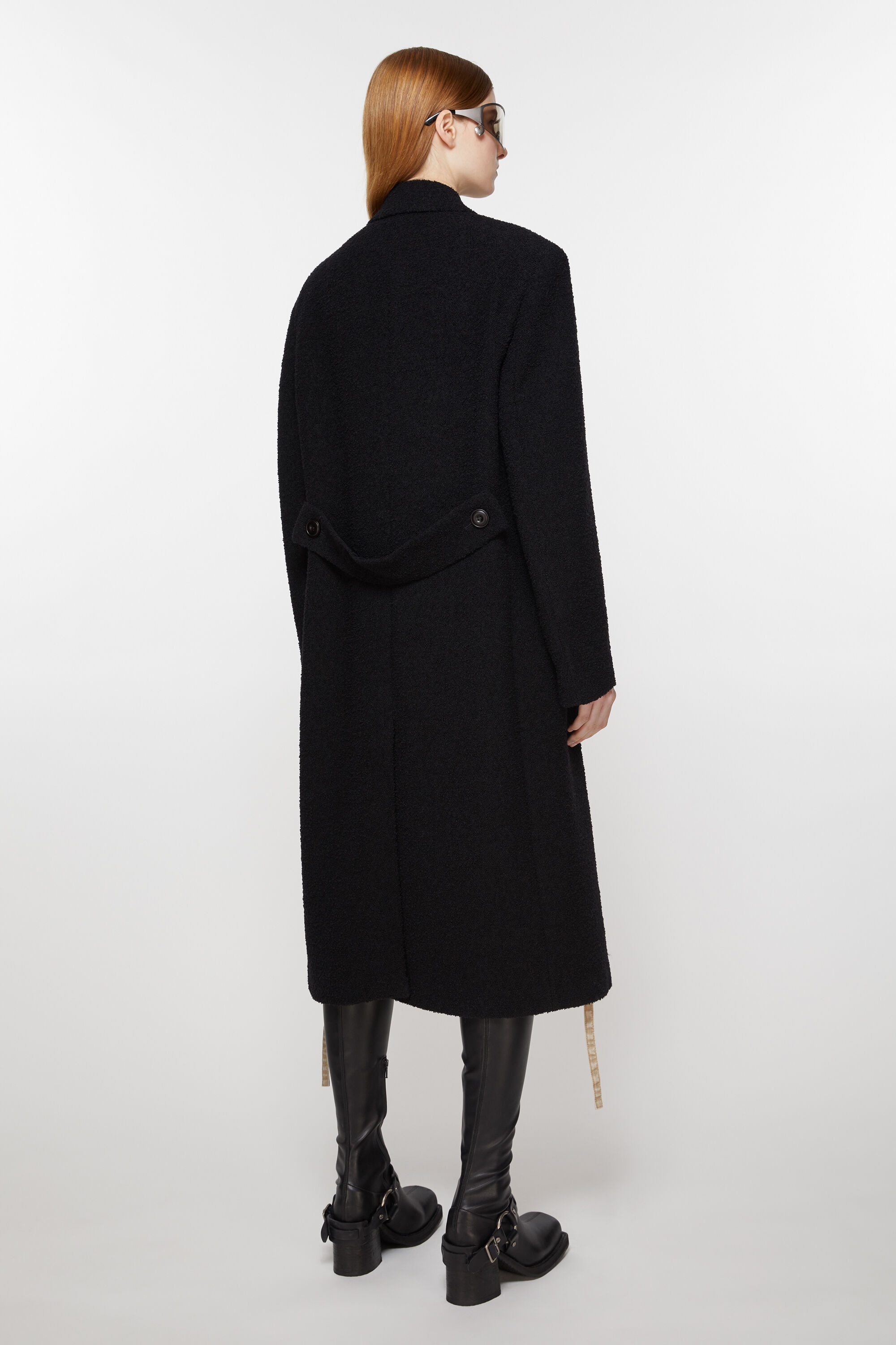 Double-breasted wool coat - Black - 4