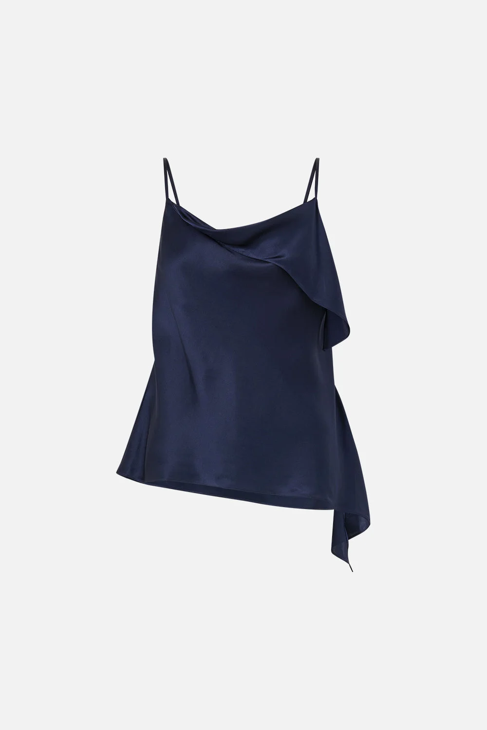 ASYMMETRIC DRAPED TOP SILK ESSENTIALS - 1