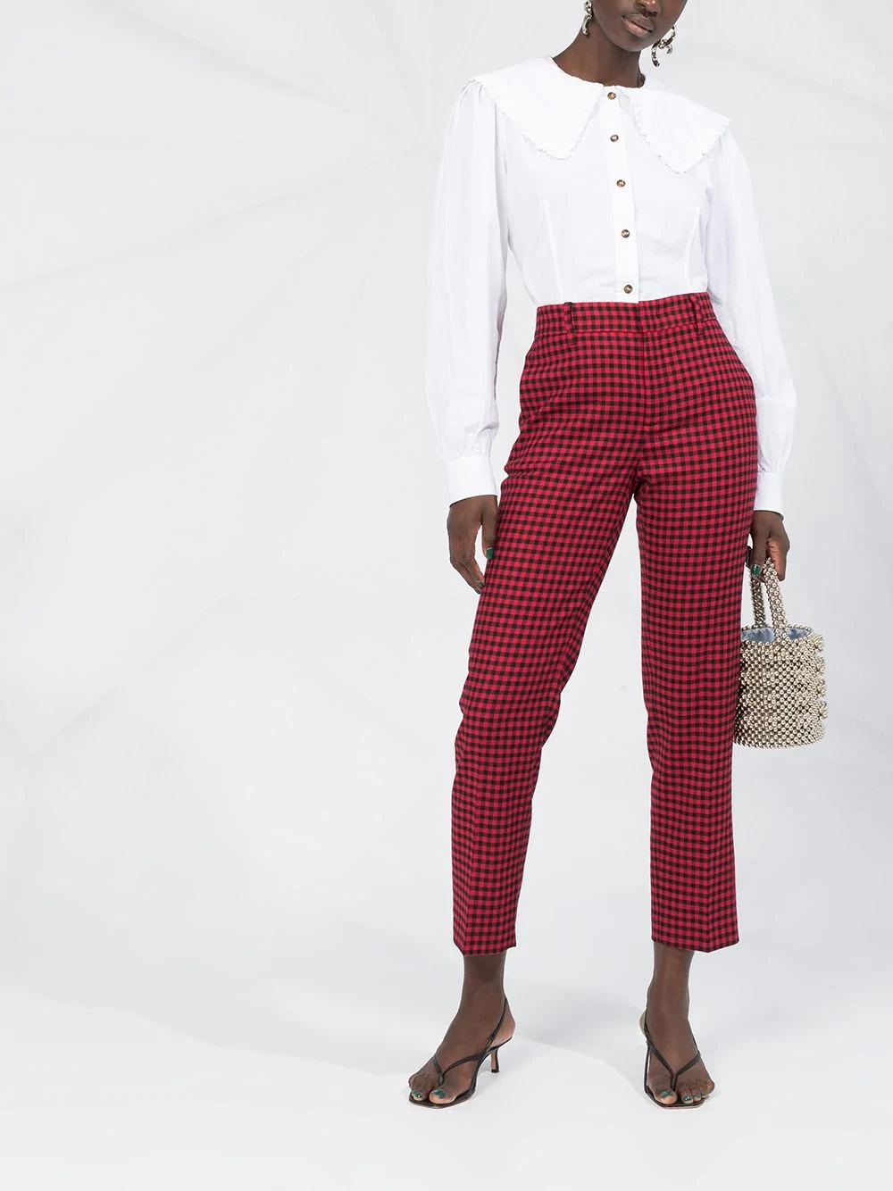 check-pattern cropped trousers - 2