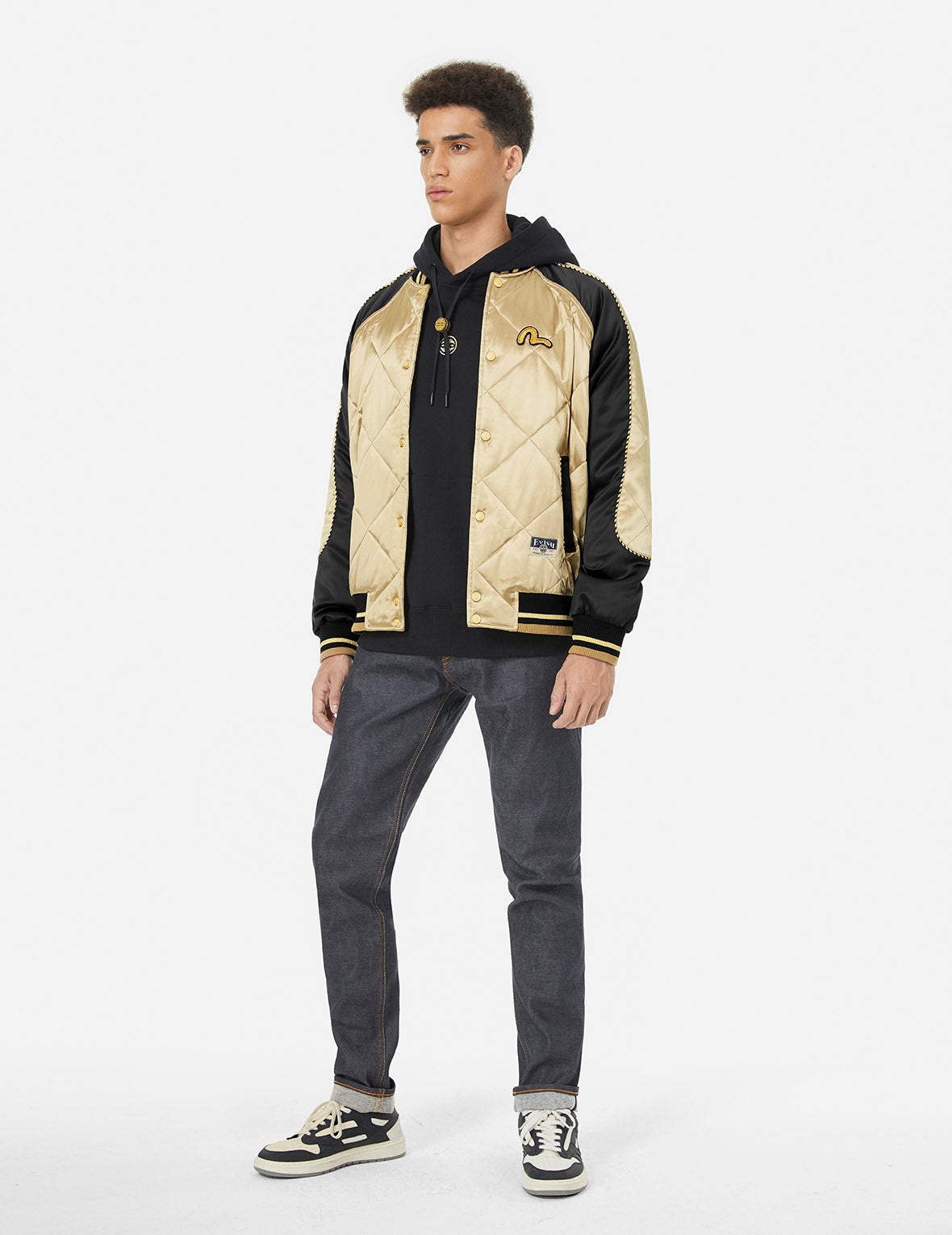 Kamon Beading Embroidery　Relax Fit Padded Souvenir Jacket - 4