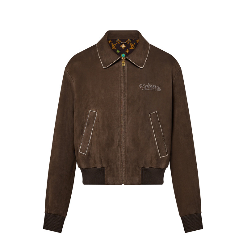 Embroidered Suede Calfskin Bomber - 1