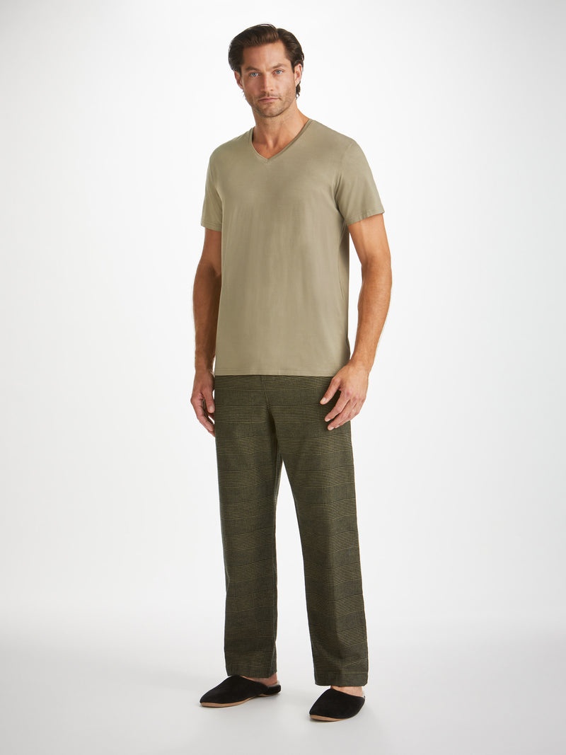 Men's V-Neck T-Shirt Basel Micro Modal Stretch Khaki - 3