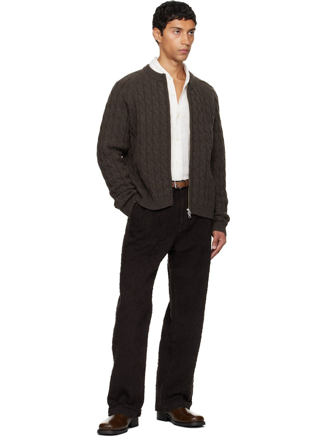Brown Editor Zip Sweater - 4