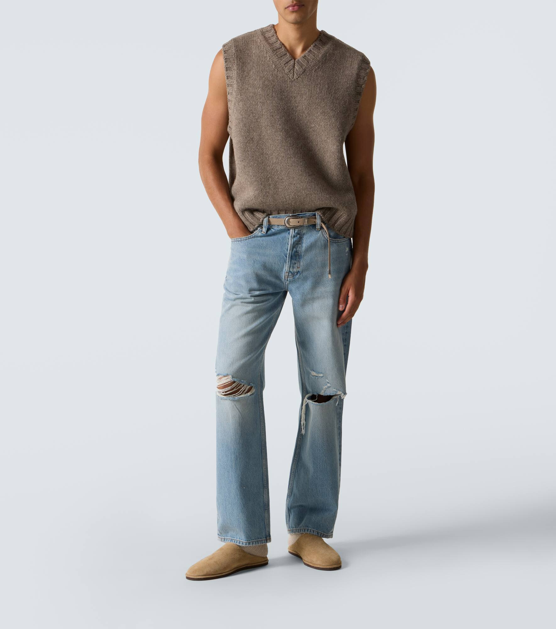Relaxed Jean distressed straight jeans - 2