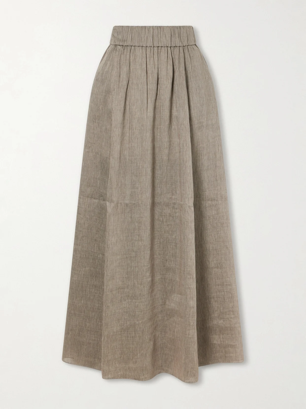 Aria Striped Linen And Silk-blend Maxi Skirt - 1