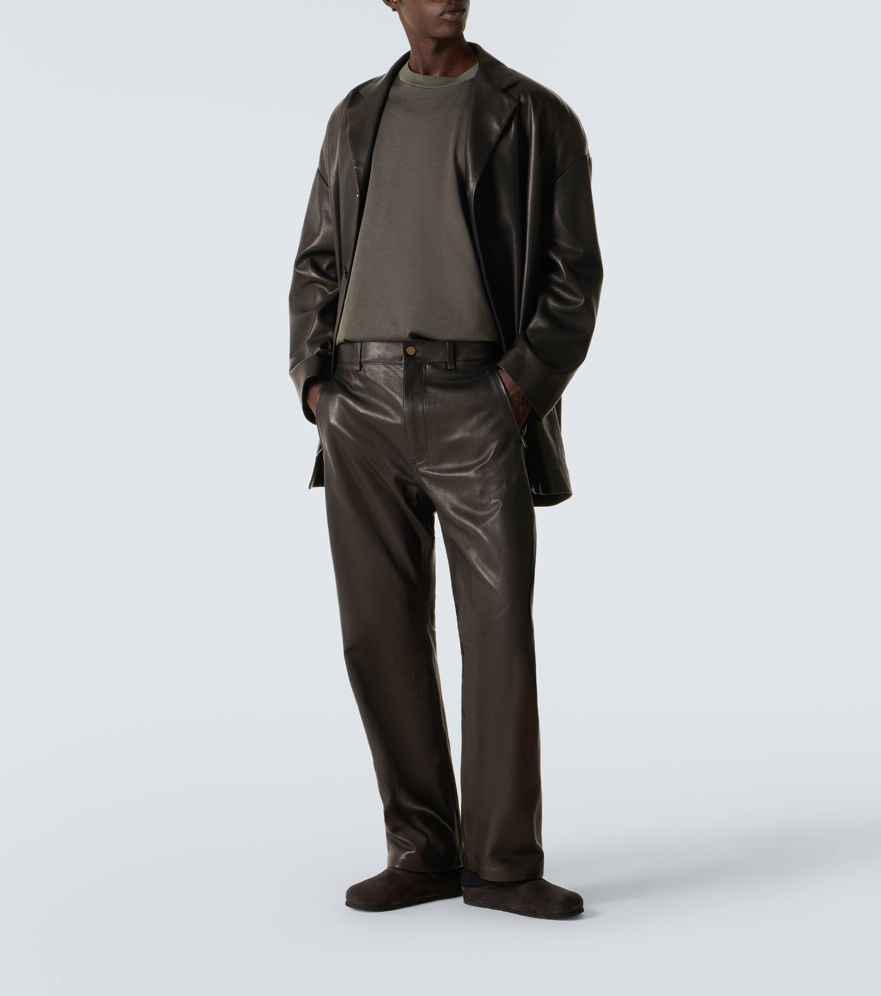 Leather wide-leg pants - 2