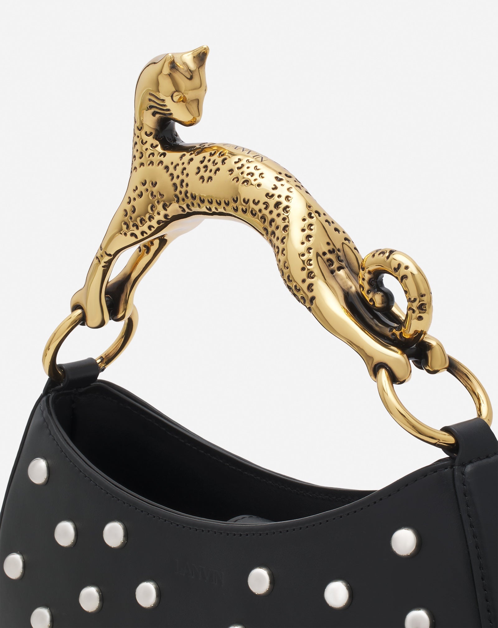 SMALL-MEDIUM STUDDED LEATHER HOBO CAT BAG - 6