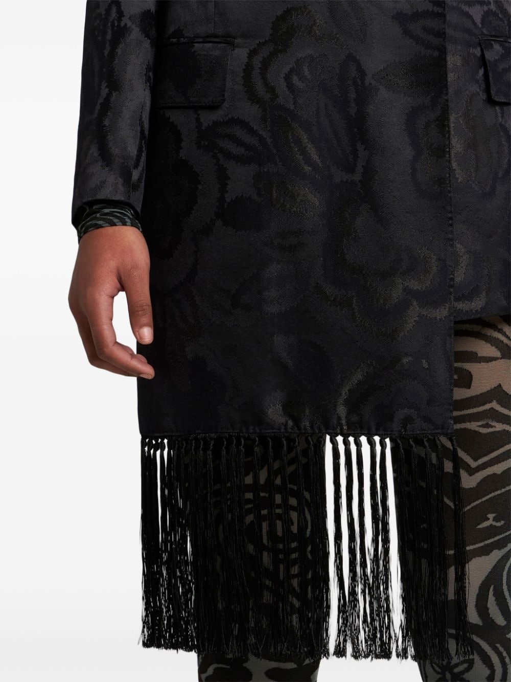 fringed jacquard blazer - 4