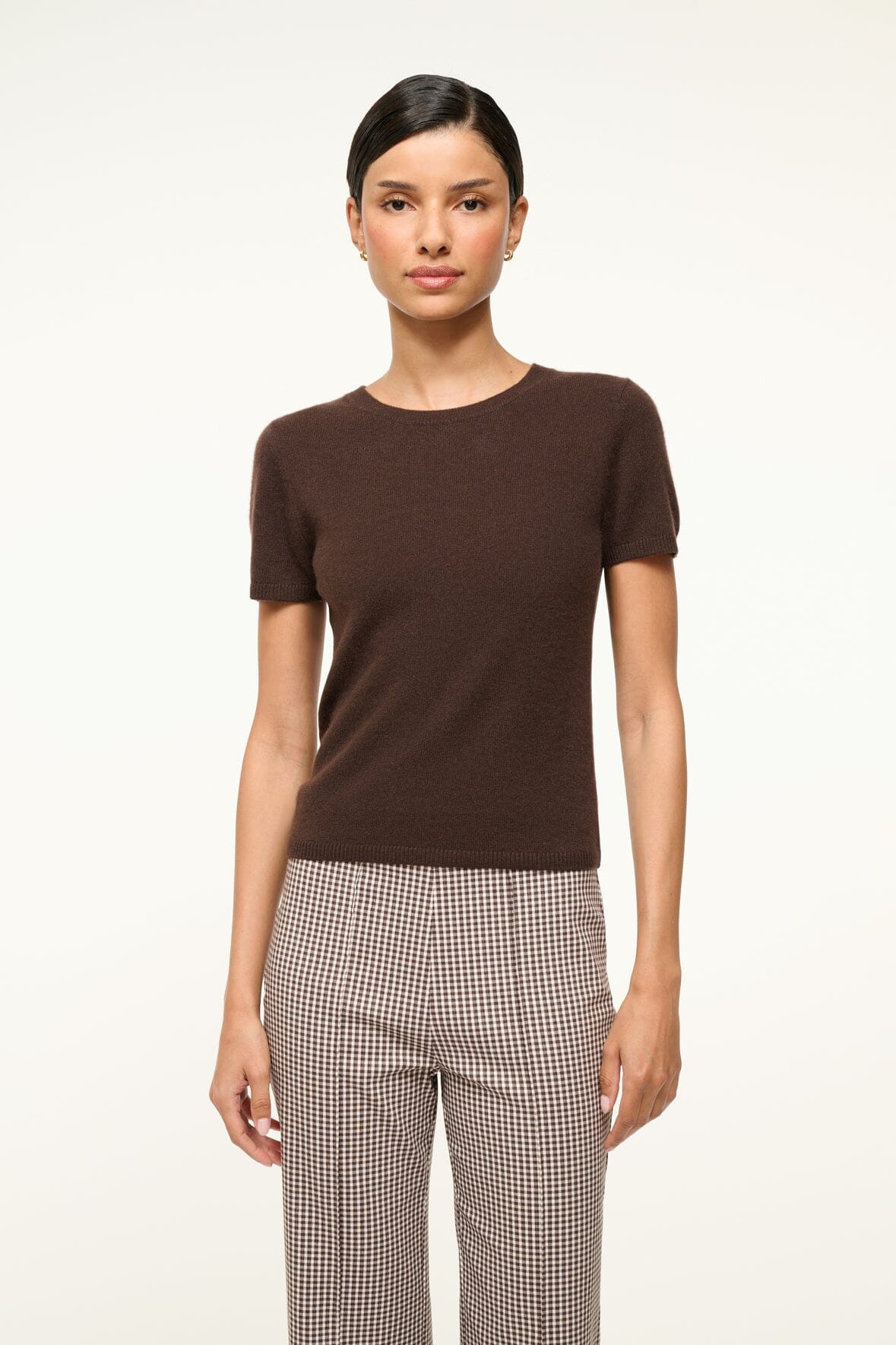 STAUD EASY CASHMERE TEE DARK CHOCOLATE - 3