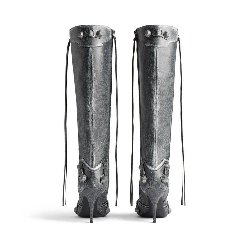 BALENCIAGA Women's Cagole 90mm Boot Denim Print in Black outlook