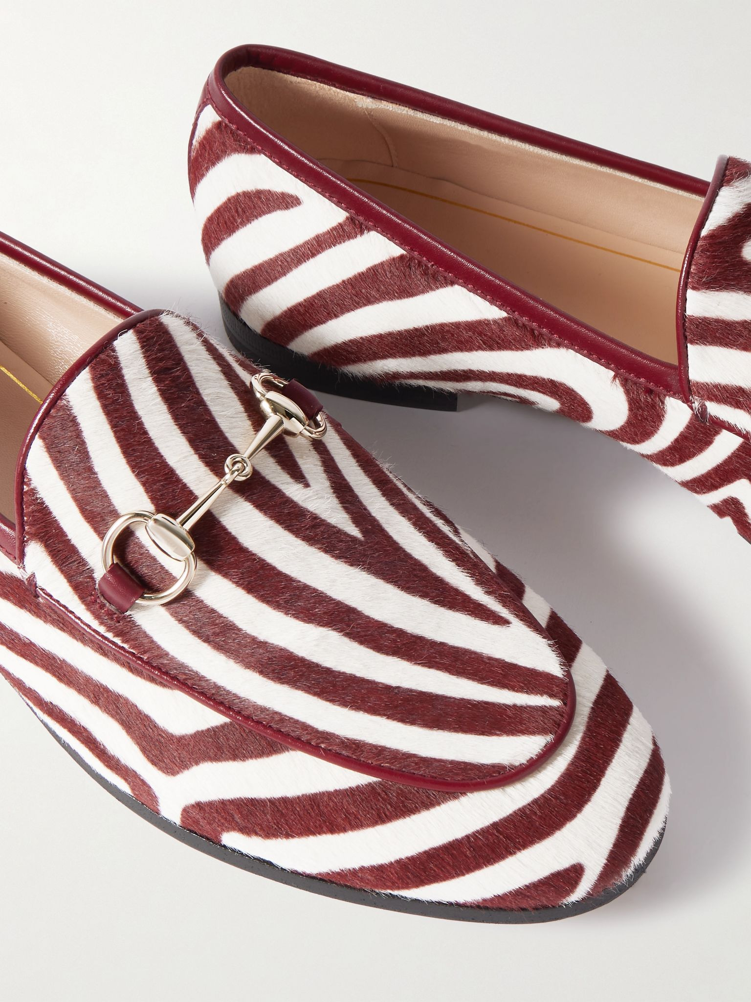 Jordaan horsebit-detailed zebra-print calf hair loafers White - 4