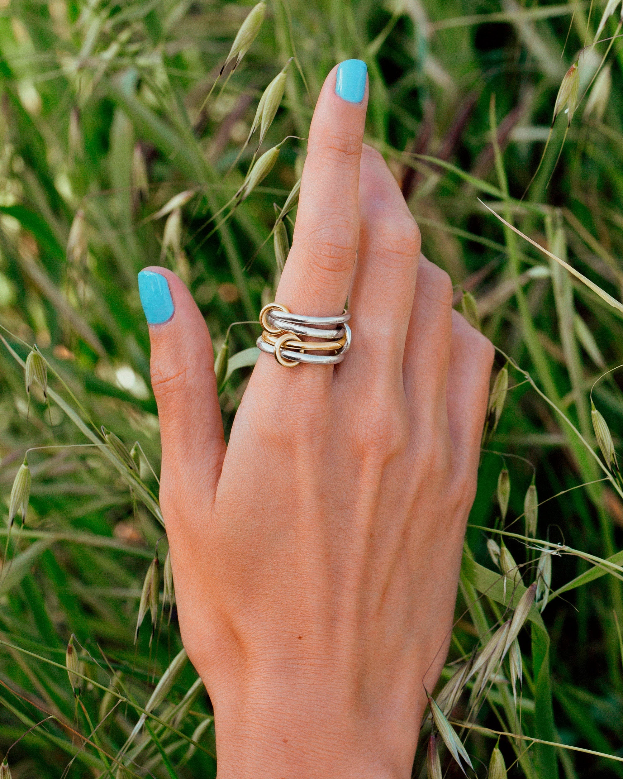 Cancer 18K Gold Sterling Silver Linked Rings - 2